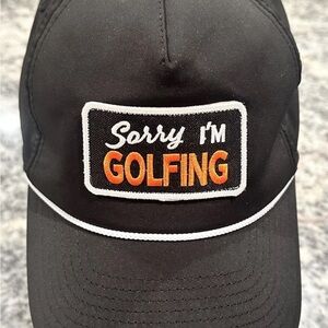 Imperial “Sorry I’m Golfing” Rope Hat SnapBack Black Hat With White Rope